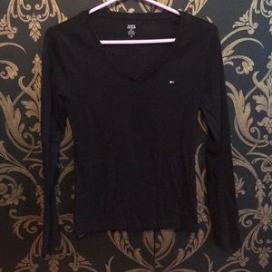 Tommy Hilfiger stretchy black long sleeve v neck